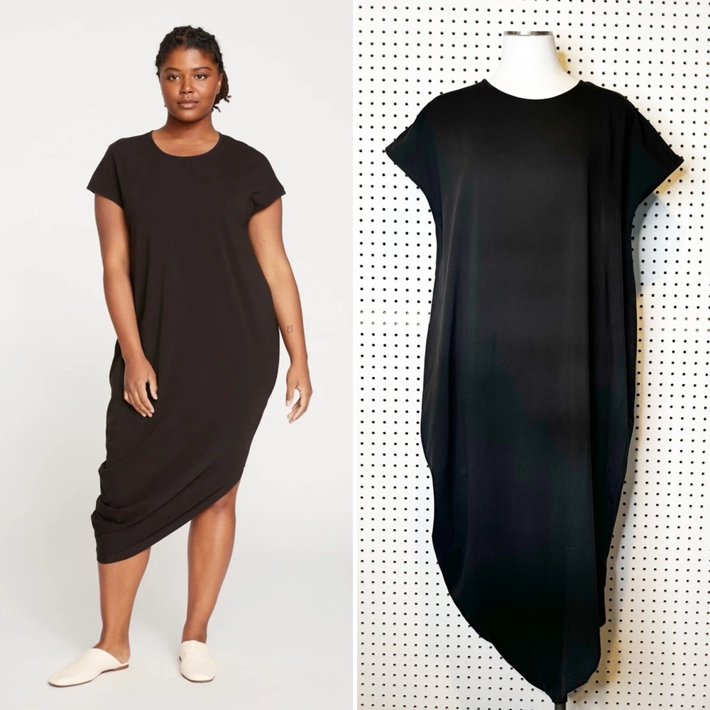 Universal Standard | Iconic Geneva Dress in Black, Short Sleeve, Crew Neck Sz. M